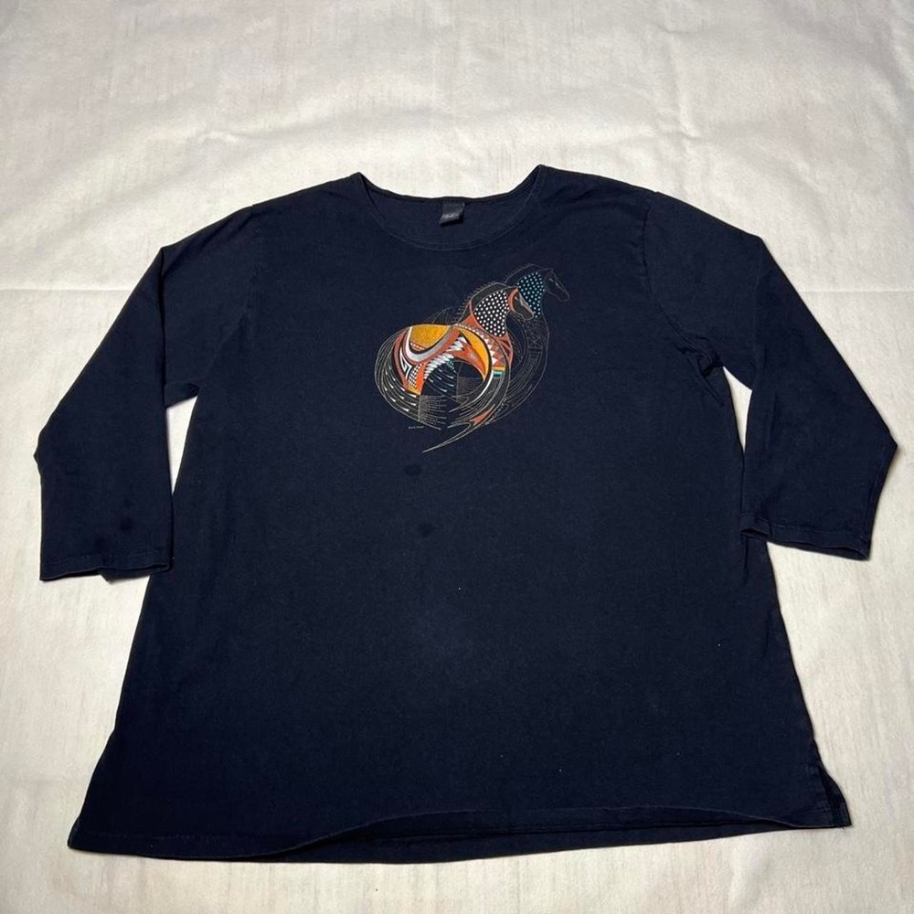 Sabahu Artwear 3/4 sleeve shirt with orange and black graphic